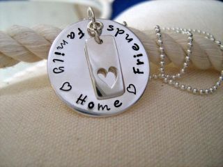 Hand Stamped Sterling Silver Necklace Personalized Family Friends