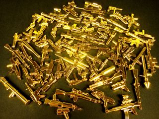 86 Pcs BrickArms Custom Minifig Weapons Golden Guns