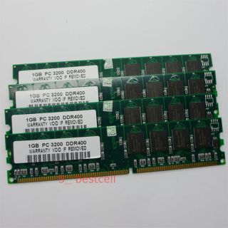 4GB 4x1GB PC3200 400MHz DDR 400 184pin Desktop RAM Memory Non ECC High