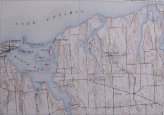 1908 ANTIQUE TOPOGRAPHIC MAP SODUS BAY, LAKE ONTARIO, NEW YORK NY