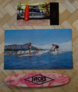  Surfing Postcard Wood Surfboards United Airlines Dean Torrence