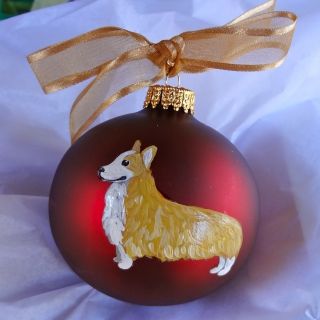 Pembroke Welsh Corgi Dog Hand Painted Christmas Ornament w/ name