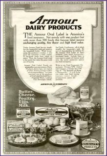 rare 1919 ad for armour company dairy products