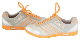 Coach Darla Nylon High Frequency Sneakers Gray Orange Shoes 6 5 New