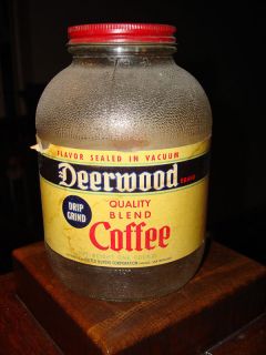  Vintage Deerwood Glass Coffee Jar One Pound