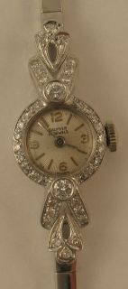 Clean Classy Vintage Daumier Diamond 14k White Gold Watch Bracelet