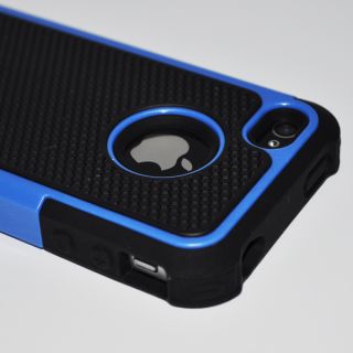 Blue Defender Combo Soft Gel Hard Cover Case for iPhone 4G 4 4S New