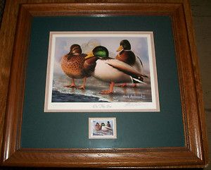 2003 DUCKS UNLIMITED FRAMED DUCK PRINT WITH MICHIGAN DUCK STAMP SIGNED