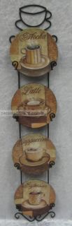 Coffee Mini Display Plates in Wall Rack Latte Mocha
