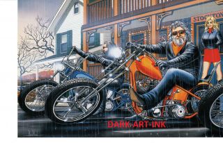 David Mann Art Stockton Inn Print Easyriders Harley Davidson HD H D