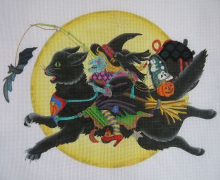 Cat in The Moon Needlepoint Canvas by Dede