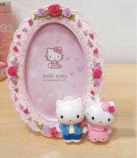 Hello Kitty Dear Daniel PINK Color OVAL Shape with Rose Pattern Photo