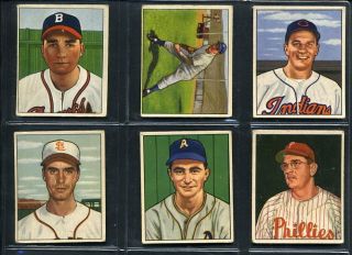 1950 Bowman Baseball Lot 6 Different Cards s 12 74 226 232 234 252 VG