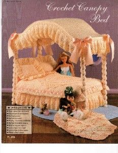 CROCHET CANOPY BED Spread Afghan ++ Fashion Doll Collector Furniture