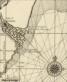 1721 French Nautical Map Caspian Sea Amazing Detail