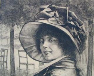Wonderful Old 1880s 90s Sarah Bernhardt Smiling Pose Engraving NR