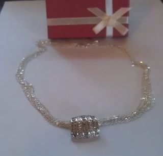 Avon Day to Night After 5 Necklace Silver Tone 18 Chain Faux Diamond