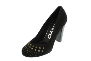 DKNY New Denise Black Suede Studded Slip on Pumps Heels Shoes 7 BHFO