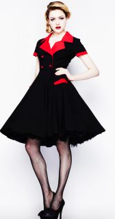 Hell Bunny 50s Swing Love Day Dress Pinup Rockabilly Red Black