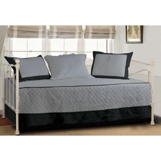  Reversible Grey Black Quilt 3 Quilted Shams 4 Piece Daybed Set