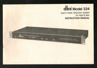 Vintage Original DBX Model 224 Instruction Manual