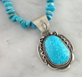Rita Tom Sterling Silver Turquoise Necklace Navajo