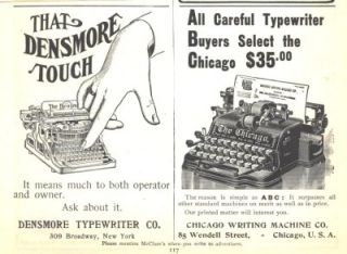 1902 Ad Densmore Typewriter Chicago Writing Machine