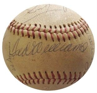  Sox Old Timers 16 Signed Baseball Ted Williams Dennis Eckersley
