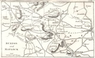 Derbyshire Buxton and Matlock 1808 Map