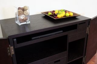 Black Wood Concealed Computer Desk Cabinet Table Modern