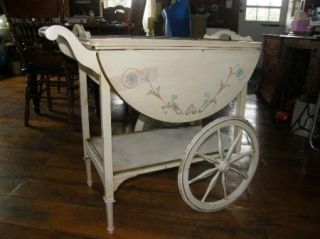 RARE French Tole Painted Tea Cart Mid Century Yet Shabby Chic or