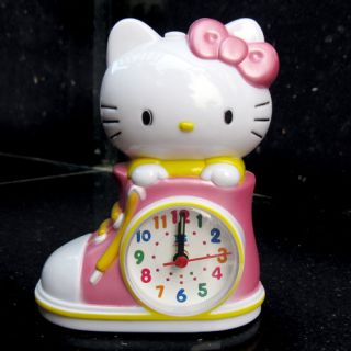 Pink Hello Kitty Children Desktop Alarm Music Clock L1