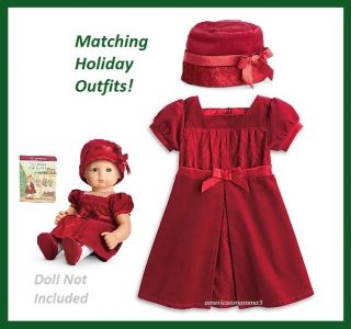NEW American Girl Bitty Sweet Scarlet Holiday Dress Hat Doll Girl Size