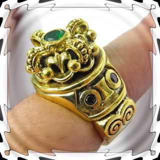 Mens Ring, Nobility Victorian Crown, Brass, Size 10.5, Stylish Detail