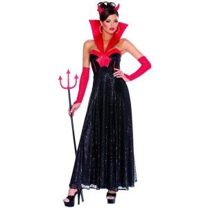 Hot Hollywood Evil Devil Halloween Costume Sz XL Sparkle Sequin Full