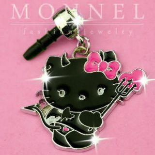 IP273 Black Devil Hello Kitty Anti Dust Plug Cover Charm for iPhone 4
