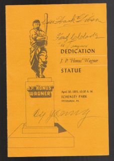  Fred Clarke Signed Honus Wagner Statue Dedication Program