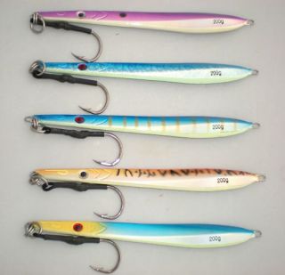Chomp Fishing Lures Deep Water Kingfish Knife Jigs 200g x 5 Colours