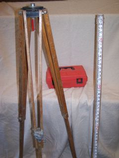 David White Sight Level LP6 20 Surveyor Kit Case Tripod 8 Rod Ruler