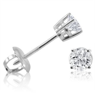 42ct Round Diamond Stud Solitaire Earrings in 14k White Gold Screw