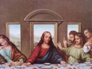 Da Vinci The Last Supper Gold Framed Canvas Replica