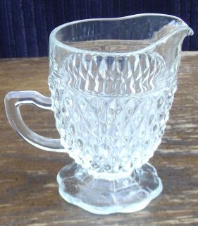 Diamond Point Design Glass Pitcher Collectable 1960s Vintage Indiana