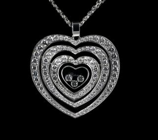 Chopard Happy Diamonds 18K White Gold Medium Pave Diamond Heart