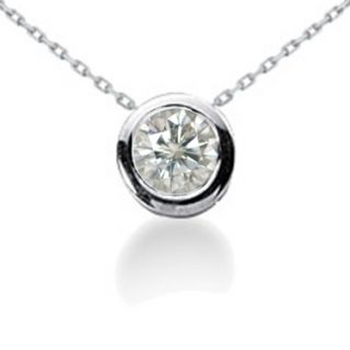  Diamond Solitaire Pendant Brilliant Cut 14k White Gold Necklace
