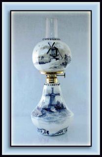 RARE Antique Pairpoint Delft Miniature Oil Lamp S2 267
