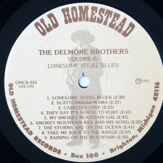 Delmore Brothers Volume IV Lonesome Yodel Blues LP NM NM