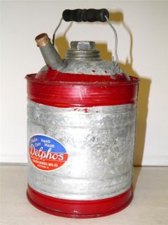 Vintage 1940s 1 Gallon Delphos Gas Can Old Store Stock