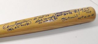 12 Baseballs MVP Club Multi Signed Cooperstown Bat with Inscriptions