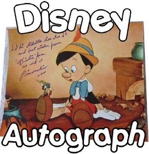   Pinocchio Jiminy Cricket autograph Disney Dickie Jones Circa 1939