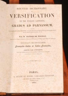 1836 Dictionnaire de Versification Wailly French Latin